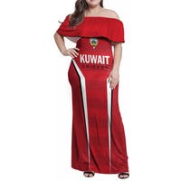 Custom Kuwait Cricket Family Matching Off Shoulder Maxi Dress and Hawaiian Shirt Go Champions - Wonder Print Shop