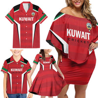 Custom Kuwait Cricket Family Matching Off Shoulder Short Dress and Hawaiian Shirt Go Champions - Wonder Print Shop