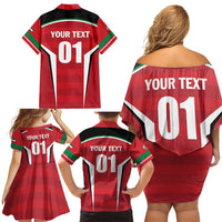 Custom Kuwait Cricket Family Matching Off Shoulder Short Dress and Hawaiian Shirt Go Champions - Wonder Print Shop