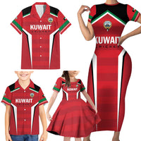 Custom Kuwait Cricket Family Matching Short Sleeve Bodycon Dress and Hawaiian Shirt Go Champions - Wonder Print Shop