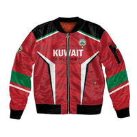 Custom Kuwait Cricket Sleeve Zip Bomber Jacket Go Champions - Wonder Print Shop