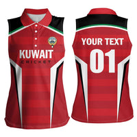 Custom Kuwait Cricket Women Sleeveless Polo Shirt Go Champions - Wonder Print Shop