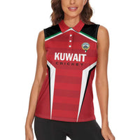 Custom Kuwait Cricket Women Sleeveless Polo Shirt Go Champions - Wonder Print Shop