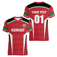Custom Kuwait Cricket Women V-Neck T-Shirt Go Champions - Wonder Print Shop