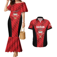 Custom Bahrain Cricket Couples Matching Mermaid Dress and Hawaiian Shirt Come On Team Bahrain - Wonder Print Shop