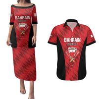 Custom Bahrain Cricket Couples Matching Puletasi and Hawaiian Shirt Come On Team Bahrain - Wonder Print Shop