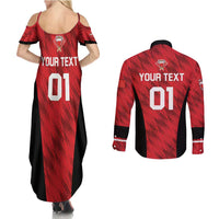 Custom Bahrain Cricket Couples Matching Summer Maxi Dress and Long Sleeve Button Shirt Come On Team Bahrain - Wonder Print Shop