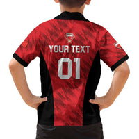 Custom Bahrain Cricket Family Matching Off The Shoulder Long Sleeve Dress and Hawaiian Shirt Come On Team Bahrain - Wonder Print Shop