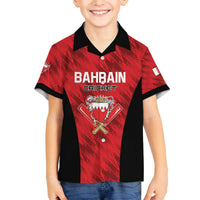 Custom Bahrain Cricket Family Matching Off The Shoulder Long Sleeve Dress and Hawaiian Shirt Come On Team Bahrain - Wonder Print Shop