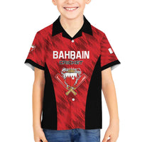 Custom Bahrain Cricket Family Matching Off Shoulder Short Dress and Hawaiian Shirt Come On Team Bahrain - Wonder Print Shop