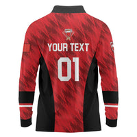 Custom Bahrain Cricket Long Sleeve Polo Shirt Come On Team Bahrain - Wonder Print Shop