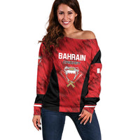 Custom Bahrain Cricket Off Shoulder Sweater Come On Team Bahrain - Wonder Print Shop