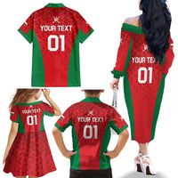 Custom Oman Cricket Family Matching Off The Shoulder Long Sleeve Dress and Hawaiian Shirt Team Oman Come On - Wonder Print Shop