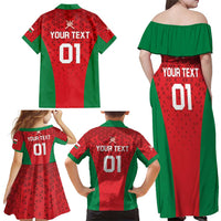 Custom Oman Cricket Family Matching Off Shoulder Maxi Dress and Hawaiian Shirt Team Oman Come On - Wonder Print Shop