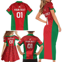 Custom Oman Cricket Family Matching Short Sleeve Bodycon Dress and Hawaiian Shirt Team Oman Come On - Wonder Print Shop