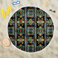 Regalia Stripe Floral Pattern Beach Blanket Colorful Attractive - Wonder Print Shop
