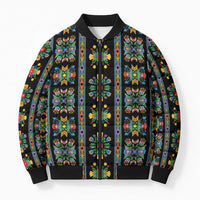 Regalia Stripe Floral Pattern Bomber Puffer Jacket Colorful Attractive - Wonder Print Shop