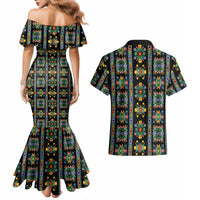 Regalia Stripe Floral Pattern Couples Matching Mermaid Dress and Hawaiian Shirt Colorful Attractive - Wonder Print Shop