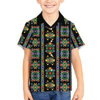 Regalia Stripe Floral Pattern Family Matching Off Shoulder Short Dress and Hawaiian Shirt Colorful Attractive - Wonder Print Shop