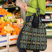 Regalia Stripe Floral Pattern Grocery Bag Colorful Attractive - Wonder Print Shop