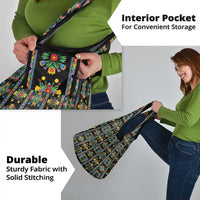 Regalia Stripe Floral Pattern Grocery Bag Colorful Attractive - Wonder Print Shop