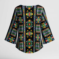 Regalia Stripe Floral Pattern Kimono Sleeve Blouse Colorful Attractive - Wonder Print Shop