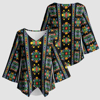 Regalia Stripe Floral Pattern Kimono Sleeve Blouse Colorful Attractive - Wonder Print Shop