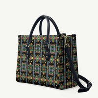 Regalia Stripe Floral Pattern Leather Bag Colorful Attractive - Wonder Print Shop
