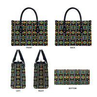 Regalia Stripe Floral Pattern Leather Bag Colorful Attractive - Wonder Print Shop