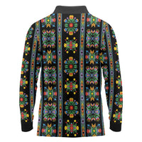 Regalia Stripe Floral Pattern Long Sleeve Polo Shirt Colorful Attractive - Wonder Print Shop