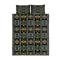 Regalia Stripe Floral Pattern Quilt Bed Set Colorful Attractive - Wonder Print Shop