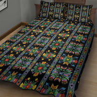 Regalia Stripe Floral Pattern Quilt Bed Set Colorful Attractive - Wonder Print Shop
