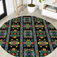 Regalia Stripe Floral Pattern Round Carpet Colorful Attractive - Wonder Print Shop