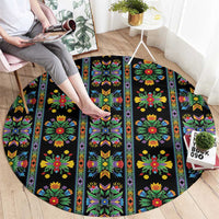 Regalia Stripe Floral Pattern Round Carpet Colorful Attractive - Wonder Print Shop