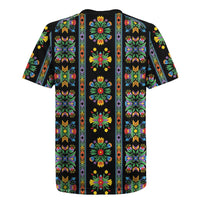Regalia Stripe Floral Pattern Rugby Jersey Colorful Attractive - Wonder Print Shop