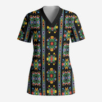 Regalia Stripe Floral Pattern Scrub Top Colorful Attractive - Wonder Print Shop