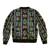 Regalia Stripe Floral Pattern Sleeve Zip Bomber Jacket Colorful Attractive - Wonder Print Shop