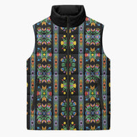 Regalia Stripe Floral Pattern Sleeveless Puffer Jacket Colorful Attractive - Wonder Print Shop