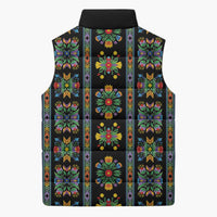 Regalia Stripe Floral Pattern Sleeveless Puffer Jacket Colorful Attractive - Wonder Print Shop