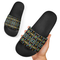 Regalia Stripe Floral Pattern Slide Sandals Colorful Attractive - Wonder Print Shop