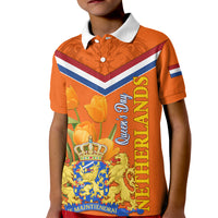 Netherlands Queen Day 2024 Kid Polo Shirt Nederland Koningsdag Orange Tulips - Wonder Print Shop
