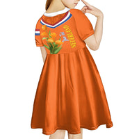 Netherlands Queen Day 2024 Kid Short Sleeve Dress Nederland Koningsdag Orange Tulips - Wonder Print Shop