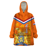 Netherlands Queen Day 2024 Wearable Blanket Hoodie Nederland Koningsdag Orange Tulips - Wonder Print Shop