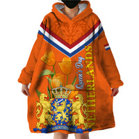 Netherlands Queen Day 2024 Wearable Blanket Hoodie Nederland Koningsdag Orange Tulips - Wonder Print Shop