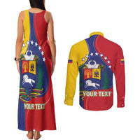 Personalized Venezuela Couples Matching Tank Maxi Dress and Long Sleeve Button Shirt Coat Of Arms Curve Style