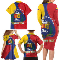 Personalized Venezuela Family Matching Long Sleeve Bodycon Dress and Hawaiian Shirt Coat Of Arms Curve Style