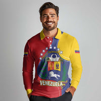 Personalized Venezuela Long Sleeve Polo Shirt Coat Of Arms Curve Style