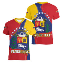 Personalized Venezuela Women V-Neck T-Shirt Coat Of Arms Curve Style