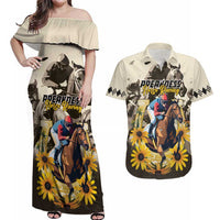 Personalized Preakness Horse Racing Couples Matching Off Shoulder Maxi Dress and Hawaiian Shirt Middle Jewel