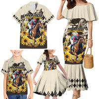 Personalized Preakness Horse Racing Family Matching Mermaid Dress and Hawaiian Shirt Middle Jewel